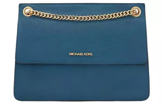 MICHAEL KORS Сумка Kathy из коровьей кожи, квадратная, среднего размера, через плечо, женская, темно-синего цвета из твида