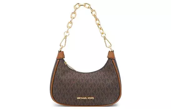 MICHAEL KORS Сумка-клатч из холста с кожей, женская, через плечо, коричневого цвета