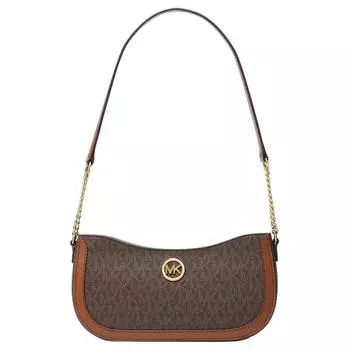 MICHAEL KORS Сумка-клатч из ткани с покрытием из полиэстера и полиуретана, сумка через плечо Trumpets, женская, коричневого цвета