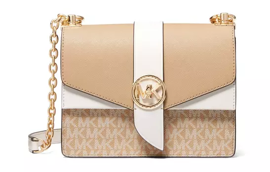 MICHAEL KORS Сумка-конверт Greenwich Coated Canvelet, сумка через плечо, сумка Trumpets, женская, цвет Camel
