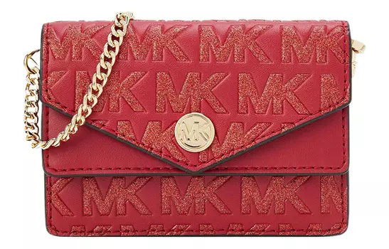 MICHAEL KORS Сумка-конверт из искусственной кожи, сумка через плечо, женская, красного цвета, маленького размера