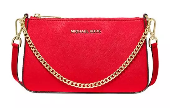 MICHAEL KORS Сумка-конверт Jet Set из кожи, сумка через плечо, среднего размера, женская, красного цвета