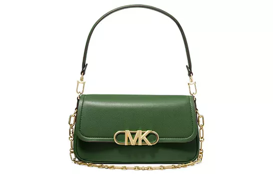 MICHAEL KORS Сумка-конверт PARKER из коровьей кожи, дамская сумочка, сумка на плечо, среднего размера, зеленая женская