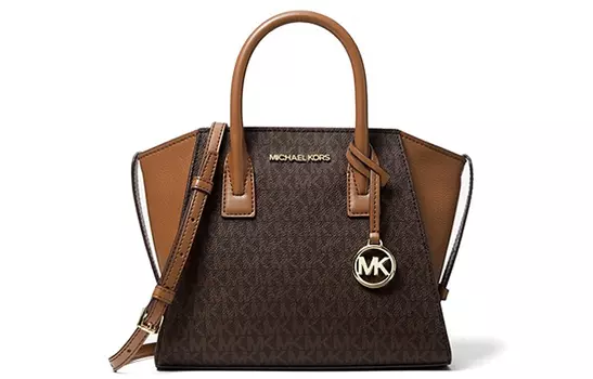 MICHAEL KORS Сумка-кошелек Avril из парусины с кожаными ушками, сумка через плечо, маленькая женская, цвет «желудь», коричневый
