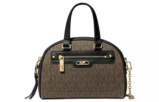 MICHAEL KORS Сумка-купе с кожаной отделкой, сумка-мессенджер, сумка через плечо, очень маленькая женская коричнево-черная