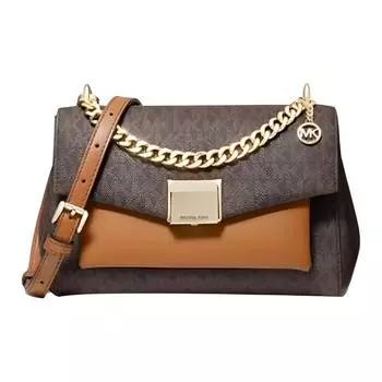 MICHAEL KORS Сумка Lita из ПВХ с кожей, через плечо, среднего размера, женская, цвет Acorn Brown
