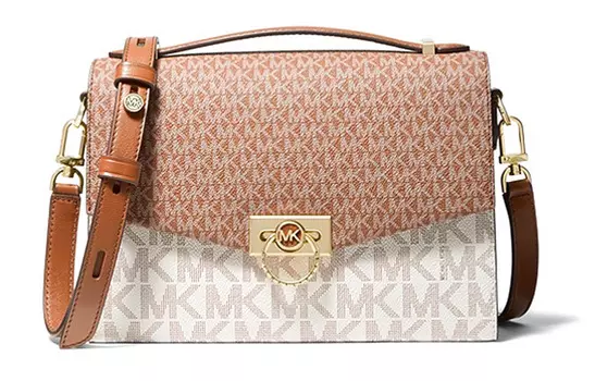 MICHAEL KORS Сумка-мессенджер Hendri Canvas, сумка через плечо, среднего размера, женская, коричневого цвета