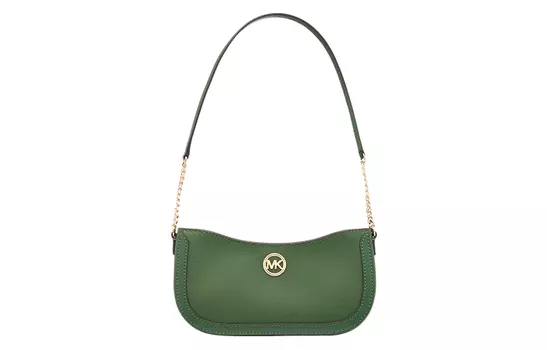 MICHAEL KORS Сумка-мессенджер из кожи Crescent, маленькая, женская, цвет: коричневый/молочно-белый/зеленый