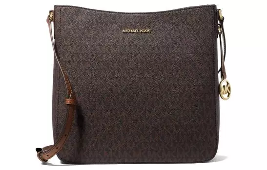 MICHAEL KORS Сумка-мессенджер Jet Set Travel из парусины с кожаной вставкой, через плечо, большого размера, женская, коричневого цвета