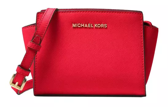 MICHAEL KORS Сумка-мессенджер Selma Leather, через плечо, мини, женская, ярко-красная