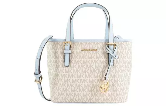 MICHAEL KORS Сумка на одно плечо из холста с кожей, обычная женская, белого и синего цветов