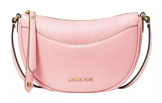 MICHAEL KORS Сумка-полумесяц из шагреневой кожи, женская, розового цвета, через плечо, маленького размера