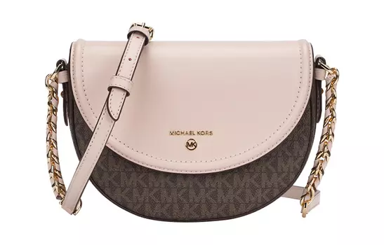 MICHAEL KORS Сумка-седло Jet Set Charm из кожи, сумка через плечо, женская, темно-коричневая и телесно-розовая