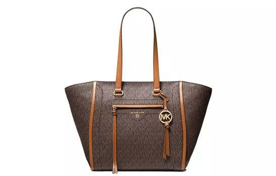 MICHAEL KORS Сумка-шоппер Carine Canvas Tote Bag, сумка для покупок, дамская сумочка, сумка на плечо, женская, среднего размера, темно-коричневого и желудь коричневого цветов