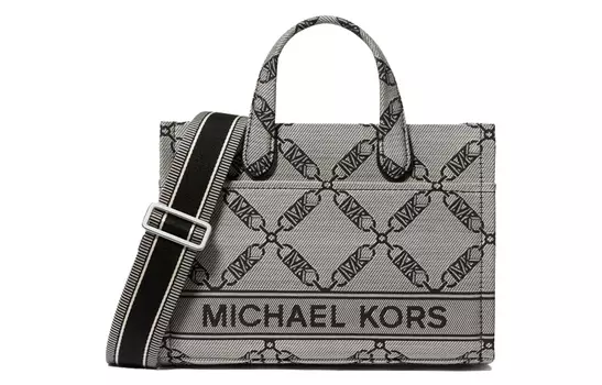MICHAEL KORS Сумка-шоппер Gigi Jacquard, женская, серо-черного цвета, небольшого размера
