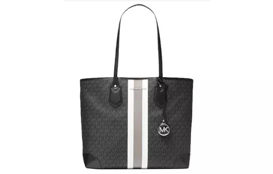 MICHAEL KORS Сумка-шоппер из хлопчатобумажной ткани, сумка-шоппер, сумка через плечо, женская сумка-туба, черная