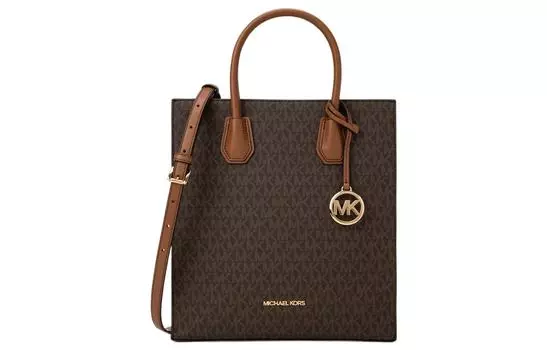MICHAEL KORS Сумка-шоппер из кожи Mercer, женская, темно-коричневого цвета, среднего размера