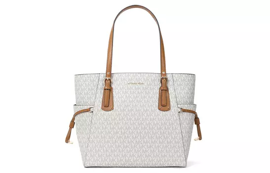 MICHAEL KORS Сумка-шоппер из натуральной кожи, сумки через плечо, женские, ванильно-белые, среднего размера