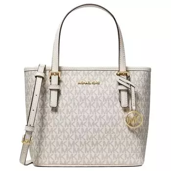 MICHAEL KORS Сумка-шоппер Jet Set Leather Tote Bag, сумка-шоппер, сумка через плечо, сумка-тоут, женская, кремово-белая, мини