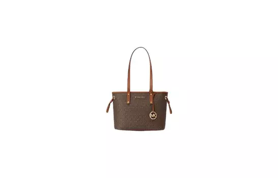 MICHAEL KORS Сумка-шоппер Jet Set Travel из искусственной кожи, сумка для покупок, сумка на плечо, цвет "Trumpets", женская, темно-коричневая