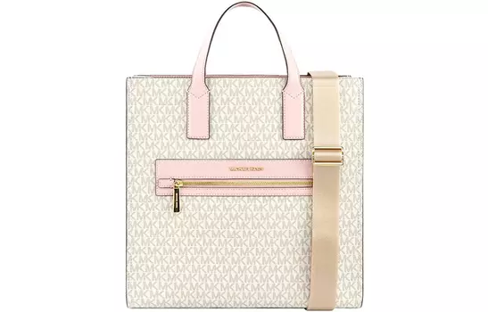 MICHAEL KORS Сумка-шоппер Kenly из ПВХ, сумка для покупок, сумка через плечо, женская, ванильно-белая с розовым