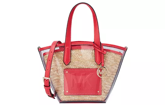 MICHAEL KORS Сумка-шоппер Kimberly из кожи, сумки через плечо, женские сумки небольшого размера, прозрачные, кораллово-красные
