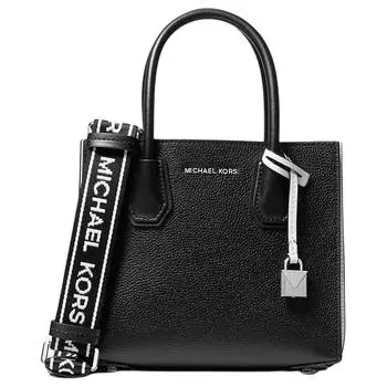 MICHAEL KORS Сумка-тоут Mercer из цельнозерновой кожи личи, сумка через плечо, женская, среднего размера, черная
