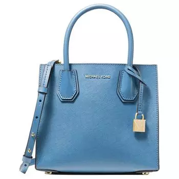 MICHAEL KORS Сумка-тоут Mercer из коровьей кожи, через плечо, среднего размера, женская, цвет "озеро-голубой"