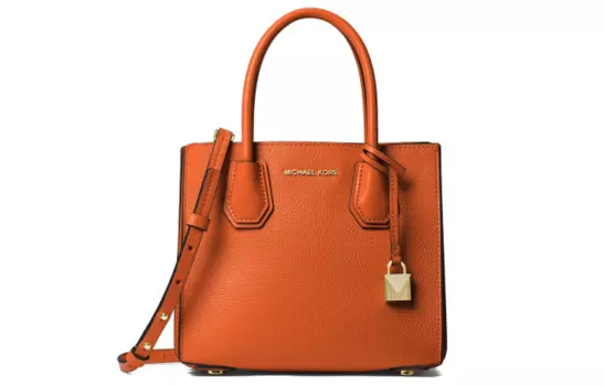 MICHAEL KORS Сумка-тоут Mercer Leather, сумка через плечо, маленькая, женская, теплого оранжевого цвета