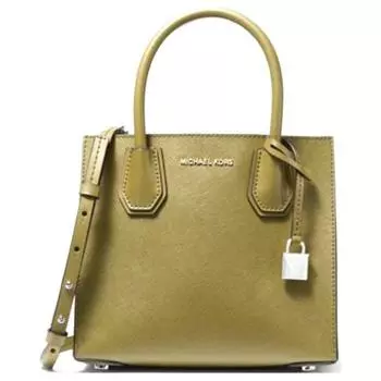 MICHAEL KORS Сумка-тоут Mercer Leather Trunk Bag, сумка через плечо, маленькая женская, цвет авокадо-зеленый