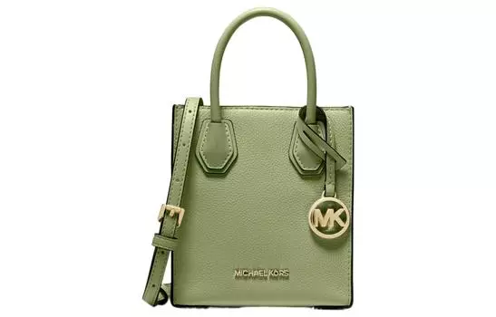 MICHAEL KORS Сумка-тоут Mercer Leather Trunk Bag, женская, цвет "матча-зеленый", мини-сумка через плечо