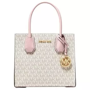 MICHAEL KORS Сумка-тоут Mercer PVC с кожей, через плечо, женская, цвета слоновой кости и травы