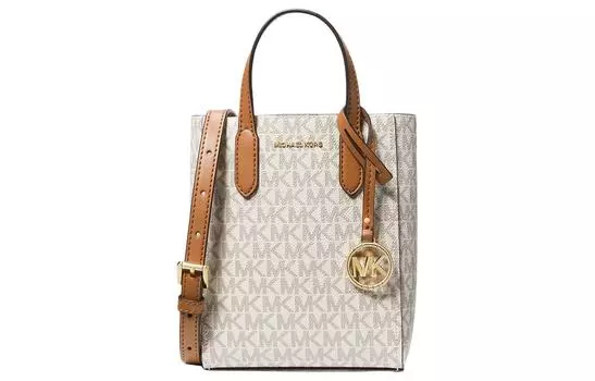 MICHAEL KORS Сумка-тоут Sinclair из холста с покрытием, через плечо, очень маленькая, женская, ванильно-белая и желудево-коричневая