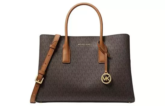 MICHAEL KORS Сумка-туба из искусственной кожи, сумка через плечо, женская, темно-коричневая и желудь коричневого цвета