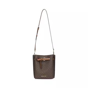 MICHAEL KORS Сумка-ведро Emilia из холста с кожей, сумка через плечо, сумка через плечо, женская, цвет "желудь", коричневая