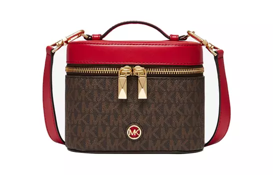 MICHAEL KORS Сумка-ведро из искусственной кожи, сумка-коробка, сумка через плечо, сумка-труба, женская, темно-коричневая/темно-красная