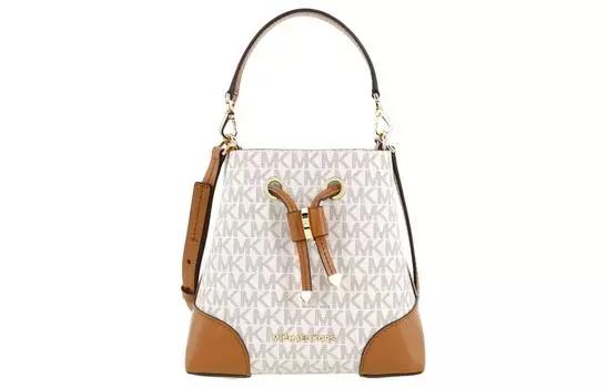 MICHAEL KORS Сумка-ведро из натуральной кожи, сумка через плечо, женская, мини, цвет "ванильно-белый"
