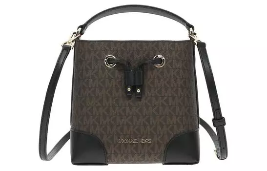 MICHAEL KORS Сумка-ведро Mercer PVC, сумка через плечо, сумка-трубы, женская, коричневая и черная