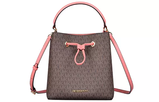 MICHAEL KORS Сумка-ведро Suri из искусственной кожи, сумка через плечо, сумка-мессенджер, женская, темно-коричневого и розового цвета
