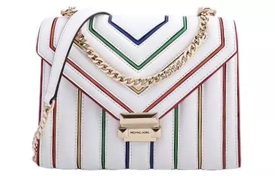MICHAEL KORS Сумка Whitney Leather на цепочке, маленькая квадратная сумка, сумка через плечо, женская, белая