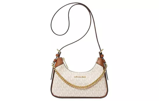MICHAEL KORS Сумка Wilma Coated Canvas Crossbody Trumpets женская, ваниль и коричневый
