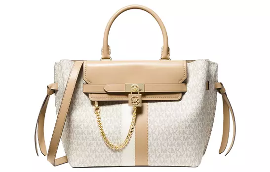 MICHAEL KORS Сумка женская кожаные через плечо, большие размеры, ванильно-белые/кемел
