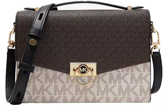 MICHAEL KORS Сумки через плечо Hendri из искусственной кожи среднего размера для женщин, ванильно-белые, темно-коричневые и черные