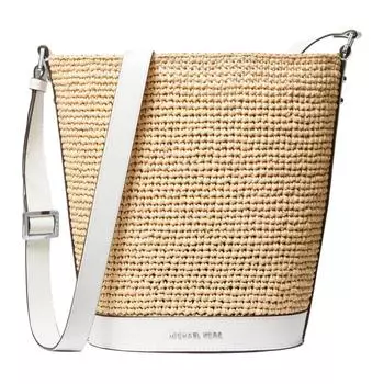 MICHAEL KORS Сумки через плечо из ткани, искусственной кожи и соломы, среднего размера, женские, натурального и белого цвета