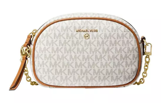 MICHAEL KORS Сумки через плечо Jet Set Charm Canvas Trumpets женские, ванильно-белые, желто-коричневые, многоцветные