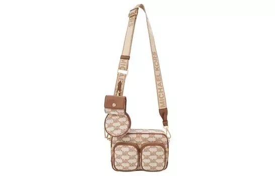 MICHAEL KORS Сумки через плечо Jet Set Fabric, средние, женские, бежевые и верблюжье-коричневые