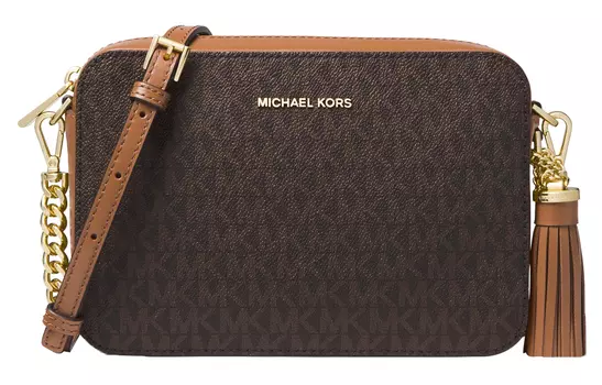MICHAEL KORS Сумки для фотоаппаратов Jet Set из коровьей кожи, сумки через плечо среднего размера для женщин, темно-коричневые и желудево-коричневые