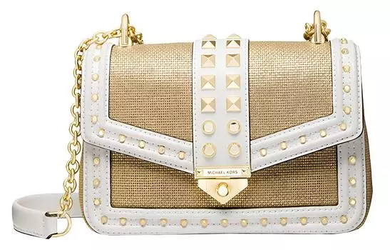 MICHAEL KORS Сумки Soho Canvas из кожи и холста, сумки через плечо, женские, коричневого и белого цвета, маленького размера