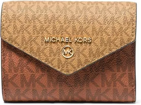 Michael Kors Women's Jet Set Charm Medium Envelope Trifold, Pale Peanut/Luggage