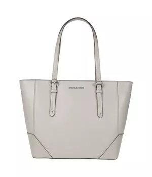 Michael Kors Женская Кожаная Большая Сумка Через Плечо Aria To Zi, цвет Pearl Grey/Sv
